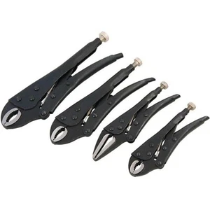 Locking Pliers Mole Vice Grips Adjustable Wrenches 4pc Set Curved & Long Nose - Picture 1 of 3