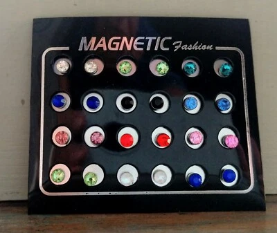 MAGNETIC earrings, quality crystal 4mm clip-on,allergy-free,nose,lip,weight loss - Image 1 of 4