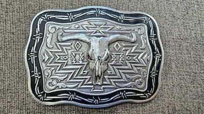 Crumrine Western  LONGHORN Bull Skull Belt Buckle - Image 1 of 2