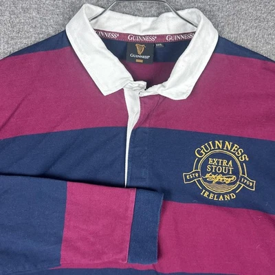Camisa de Rugby Guinness Para Hombres 3XL Azul Rojo Rayas Irlanda Manga Larga Polo Foto 1 de 4
