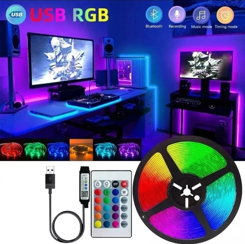 STRISCIA A LED INTERNI PC TV CASA RGB SMD 3 METRI BOBINA USB E TELECOMANDO  - Immagine 1 di 4