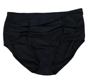 Island Escape Women's Plus Size High Waist Bikini Swim Bottom Black Stretch New - Picture 1 of 3