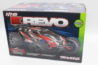 Traxxas 71054-8 rot E-Revo 1:16 brushed Monster RTR + Akku + USB-Lader - Bild 1 von 4