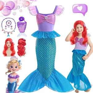 Girls Ariel Little Mermaid Princess Fancy Dress Cosplay Accessory Party Costume - Picture 1 of 13