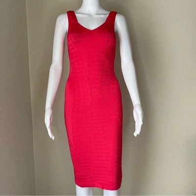 Bebe bright Pink Sweetheart body-con ribbed stretch seamless fitted tight Dress - Image 1 of 4