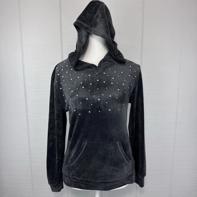 NWOT Juicy Couture Y2K Silver Studded Pullover Hoodie Velour Velvet Lounge XS - Image 1 of 4