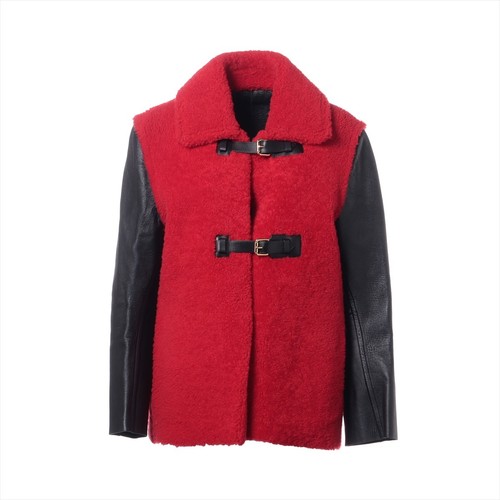 LOUIS VUITTON（LV） Louis Vuitton 13AW giacca pelle di agnello 40 donna rosso x nero manica RW132W