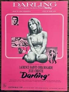 scarce 1965 MOVIE THEME sheet music DARLING starring JULIE CHRISTIE Dirk Bogarde - Picture 1 of 1