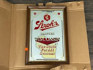 NEW OLD STOCK Stroh's WISCONSIN Beer Mirror salute for all season 21”x15” - Picture 1 of 2