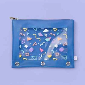 Carpeta de vinilo con patrón de garabatos Girl Talk bolsa de lápiz carpeta de 3 anillas - azul fresco - Imagen 1 de 1