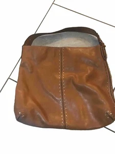 Michael Kors Astor Brown Carmel Leather Studded Shoulder Hobo Handbag 14x16 - Picture 1 of 9