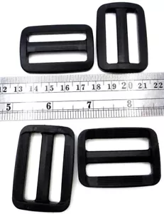 Se adapta a correas de correa de 1,5", 38 mm de ancho, ajuste deslizante de 3 barras ¡Durable! Plástico negro - Imagen 1 de 12