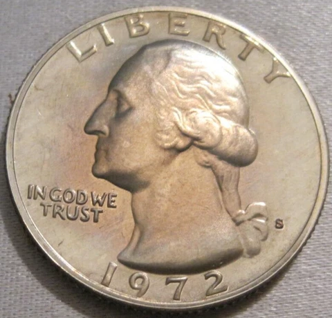 NICELY TONED - 1972 S PROOF WASHINGTON QUARTER *** NICKEL CLAD COPPER *** 126 Cover