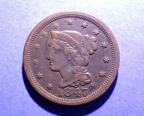 1847 Braided Hair Large Cent  VF Cover