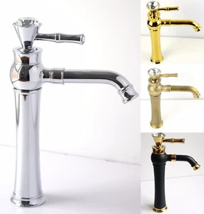 Grifo mezclador alto diamante vintage monobloque lavabo pulido cromo acero cepillado - Imagen 1 de 27