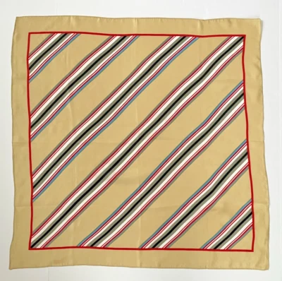 Vintage Glentex Gold Red Black White Diagonal Striped Square Scarf 27" Japan - Image 1 of 4