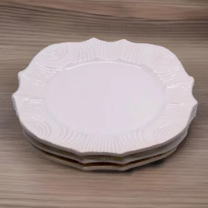 Bordallo Pinheiro White 8” Salad Dessert Plate Set Of 3 Made In Portugal Vintage - Picture 1 of 6