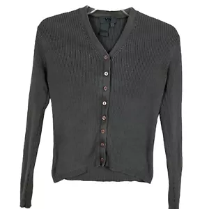 VOTRE NOM Essentials Womens Size S Green %100 Silk Knit Button Cardigan Sweater - Picture 1 of 8