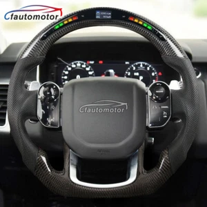 Real Carbon Fiber LED Heated Steering Wheel Fit Land Rover Sport Range SVR 14+ - Picture 1 of 12