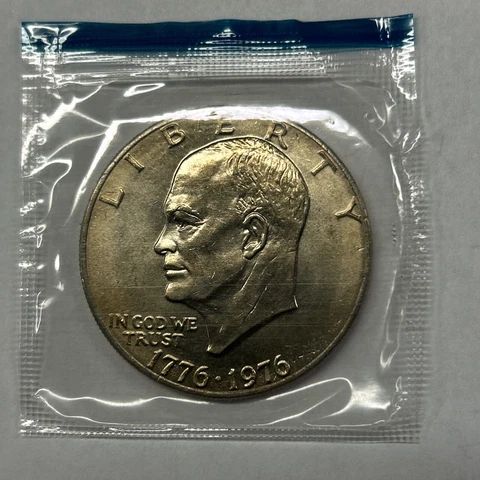 1976 P Type 2 Eisenhower Dollar Ike from Mint Set in Mint Cello - Free Shipping Cover