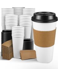 20 oz Disposable Paper Coffee Cups-lids  (20-200 Pack) Paper Cups for Hot Coffee