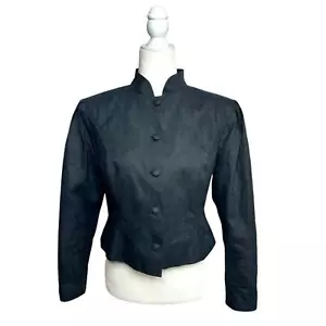 Vintage Laura Ashley Cropped Jacke passt 8 Knopfleiste viktorianisch Steampunk schwarz - Bild 1 von 15