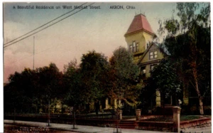 POSTKARTE schöne Residenz in der West Market Street Akron Ohio alt Vintage 0445 - Bild 1 von 2