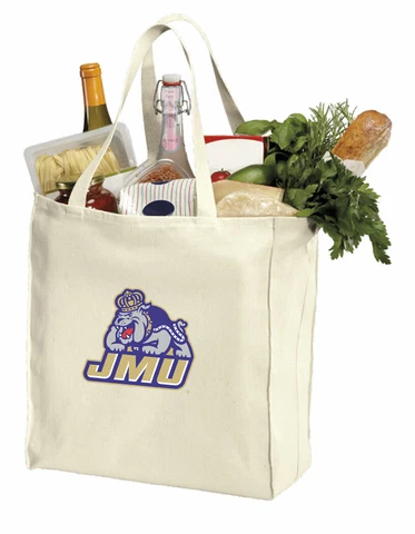 James Madison University Tote Bags NATURAL COTTON CANVAS JMU Bag Cover