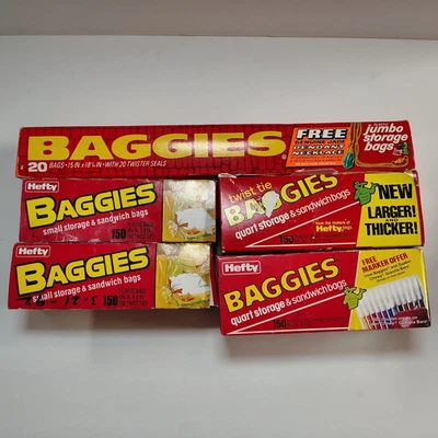 Bolsas jumbo de almacenamiento de alimentos de colección de la década de 1980 lazos sándwich almacenamiento jumbo Foto 1 de 4