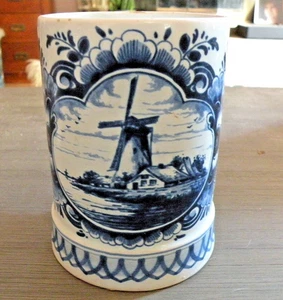 Delft Blauw Hand-Painted Windmill Beer Stein #875M Made in Holland 5" x 3.5" - Picture 1 of 5