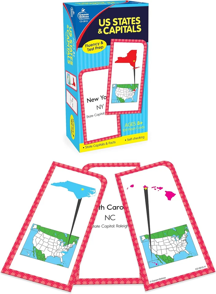 Carson Dellosa Education Flash Cards US States & Capitals