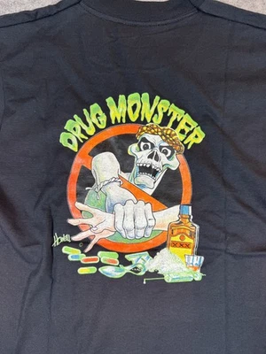 Винтажная мужская футболка Just Say No средний размер черная антинаркотическая Monster Masher одинарный шов - Изображение 1 из 4