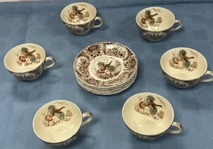 NEW-Set di 12 PZ-TURCHIA SELVATICA - Nativi Americani by Johnson Bros.Tazze e piattini - Foto 1 di 13