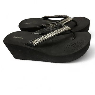 Chanclas cuñas negras y plateadas Y2K para mujer talla 7 Xhileration Foto 1 de 4