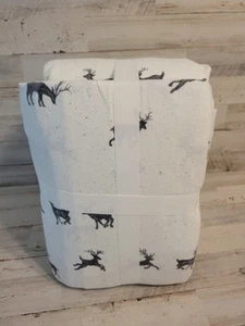 Pottery Barn Rustic Reindeer Organic Flannel King Sheet Set Charcoal NWT - Picture 1 of 2