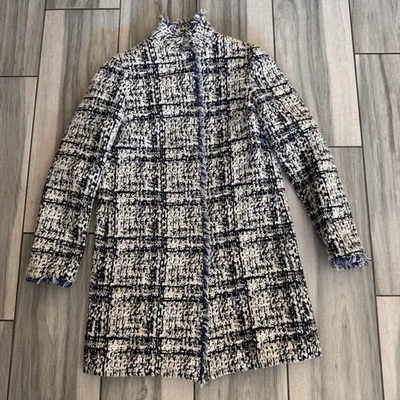 Jaqueta de tweed feminina J. McLaughlin Boucle Walker bronzeada azul marinho martelada tamanho XS - Imagem 1 de 4