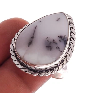 Anillo de joyería de piedras preciosas hecho a mano estilo étnico masivo ópalo dendrita 9,75"" j437 - Imagen 1 de 4