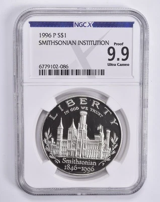 Proof 9.9 UCam 1996-P Smithsonian Commemorative Dollar NGC X NGCX *5997 - Image 1 of 4