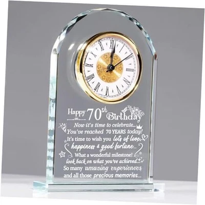  Happy Glass Clock Gifts for Women, Men - 70 Year Old Birthday 70th Birthday - Image 1 of 4