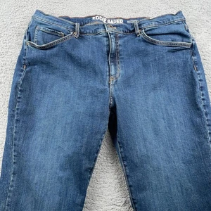 Eddie Bauer Jeans Damen 16 blau Boyfriend Midrise Slim Flanell gefüttert Denim - Bild 1 von 12