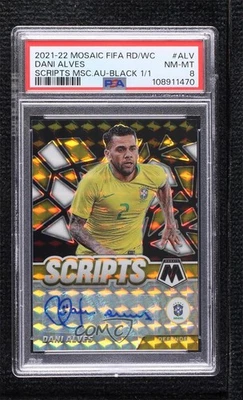 2021 Mosaic FIFA Road to World Cup Black Prizm 1/1 Daniel Alves Dani PSA 8 Auto - Image 1 of 3