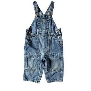 Faded Glory Baby Denim Overall Blue Jeans Einteiler Größe 12M Y2K Druckknopf Schritt - Bild 1 von 10