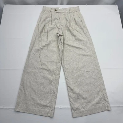 Calça feminina Banana Republic perna larga plissada mistura de linho 6 calças vestido carreira - Imagem 1 de 4