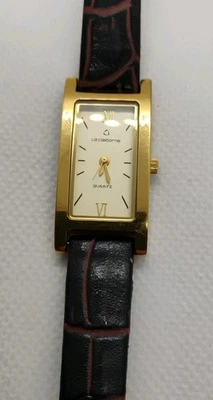 Винтажные наручные часы Liz Claiborne золотистый прямоугольный кожаный ремешок новый аккумулятор - Изображение 1 из 4