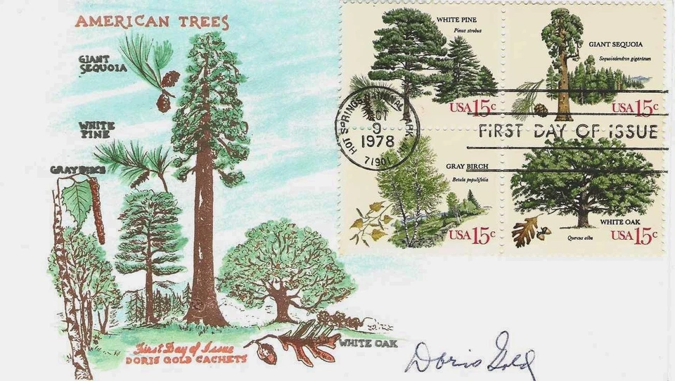 American Trees edición #1764-67 FDC Doris Gold Cachet M5266 Foto 1 de 1