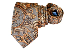 COUNTESS MARA MEN'S TIE ORANGE/PAISLEY Width: 3.3/8" Length: 59" - Picture 1 of 3