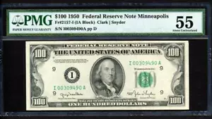 Fr.2157-I 1950 $100 MINNEAPOLIS NON-MULE BP 116 LOW RUN+ PMG 55 CHOICE ABOUT UNC - Picture 1 of 2