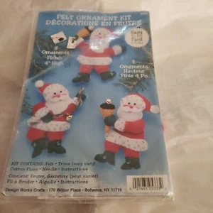 Design Works Santa Claus Christmas Tree 3 Santas Ornaments Craft Kit 4" High - Picture 1 of 4