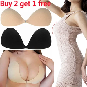 US Silicone Bra Invisible Push Up Strapless Bra Women Sticky Wedding Bikini Bras - Picture 1 of 15