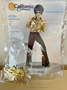 Used Men's Disco King Costume SZ Large comes with dollar necklace 42-44 size - Picture 1 of 4